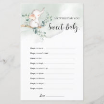 Elephant boho greenery önskemål för baby-spelet