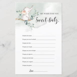 Elephant boho greenery önskemål för baby-spelet