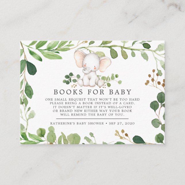 Elephant Bokar för Baby babyvykort Tilläggskort (Framsida)