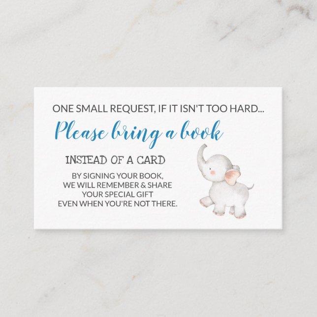 Elephant Bokar för begäran om Baby Tilläggskort (Framsida)