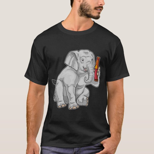 Elephant Bottle Beer T Shirt (Framsida)