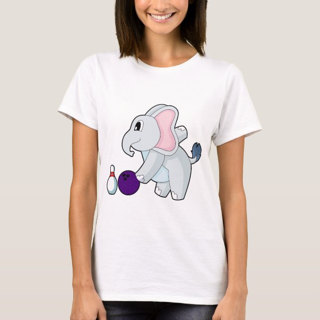Elephant Bowling Bowling ball Bowling pin T Shirt (Framsida)