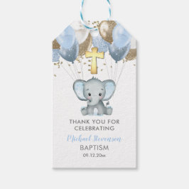 Elephant Boy Balloons Baptism Tack Gift Märkres Presentetikett