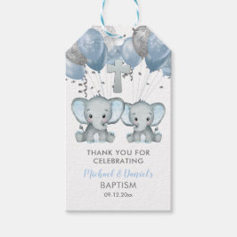 Elephant Boy Balloons Baptism Tack Presentetikett