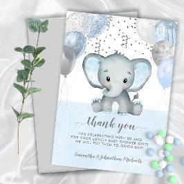 Elephant Boy Balloons Watercolor Baby Shower Tack Kort