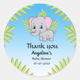 Elephant Boy Shower Blue Ombre Tack Runt Klistermärke