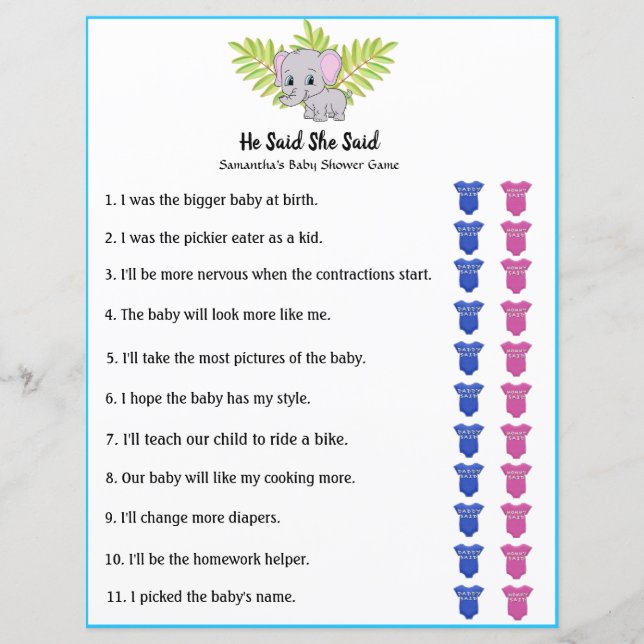 Elephant Boy Shower sa att hon sa att spel (Framsida)