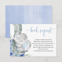 Elephant boyblå blommigt bokar för baby begäran