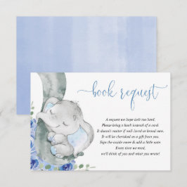 Elephant boyblå blommigt bokar för baby begäran tilläggskort