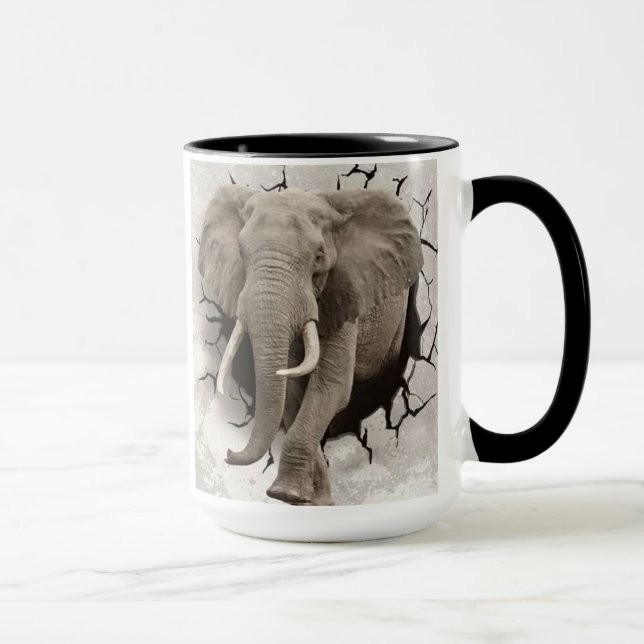 Elephant bryter igenom väggen mugg (Höger)
