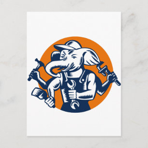 Elephant Builder Plumber Mechanic Painter Circle R Vykort