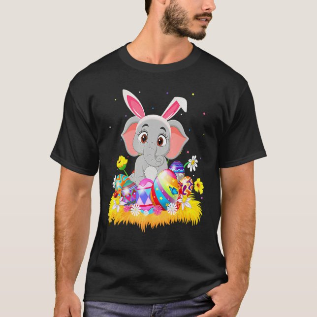 Elephant Bunny Påskägg Funny Elephant Påsk S T Shirt (Framsida)
