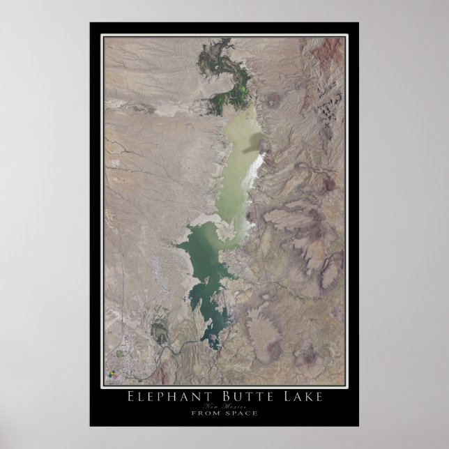 Elephant Butte Sjö New mexico Satellite Karta Poster (Framsidan)