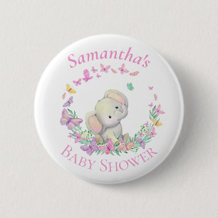Elephant Butterflies Rosa Baby Shower Knapp