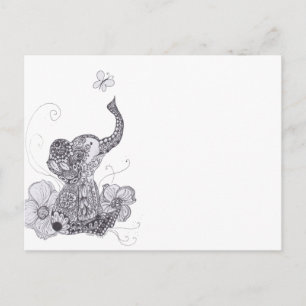 Elephant Butterfly Vykort