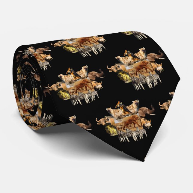 Elephant Calf och Mamma Wildlife Ram Neck Tie Slips (Rullad)