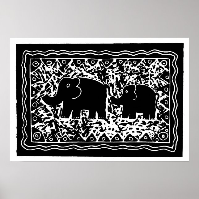Elephant & Calf Poster (Framsidan)