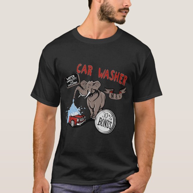 Elephant Car Tvättar T Shirt (Framsida)
