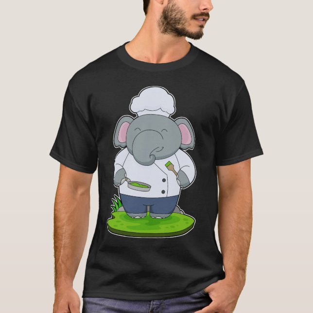 Elephant Chef Cook Pan T Shirt (Framsida)