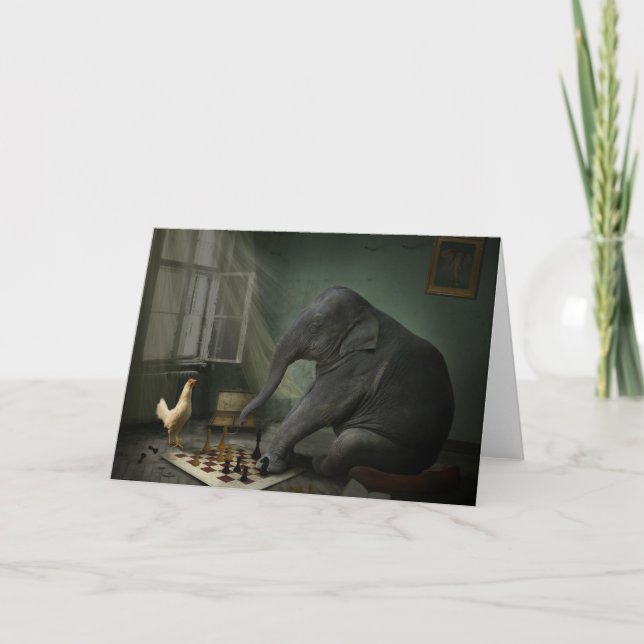 Elephant Chess Greeting Card Kort (Framsida)