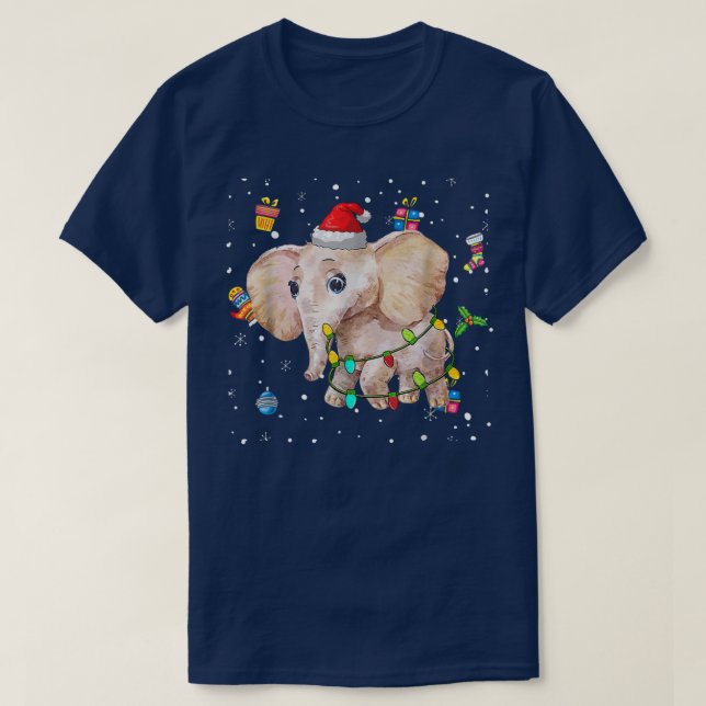 Elephant Christmas Lights Tree Decoration Xmas Sno T Shirt (Design framsida)