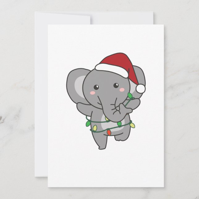 Elephant Christmas Winter Animals Elephants Julkort (Framsida)