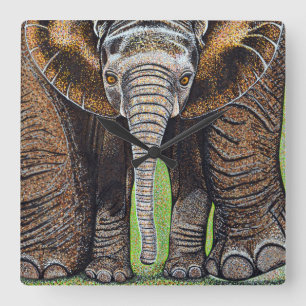 Elephant Clock - Mamma och Me Fyrkantig Klocka