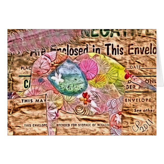 Elephant Collage Digital Art Hälsningskort (Framsidan Horizontal)