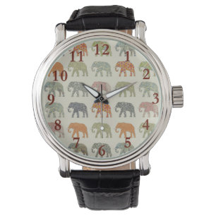 Elephant Colorful Animal Mönster Armbandsur