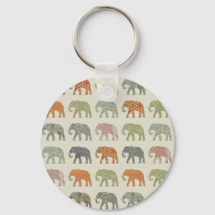 Elephant Colorful Animal Mönster Nyckelring
