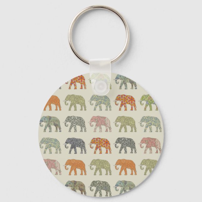Elephant Colorful Animal Mönster Nyckelring (Framsida)