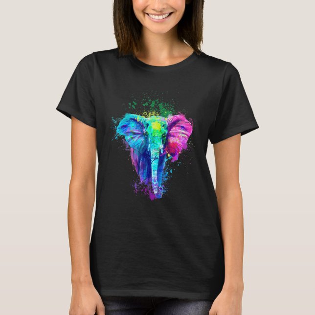 Elephant Colorful Art Stil Elephant T Shirt (Framsida)