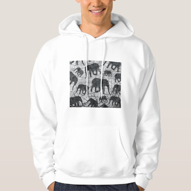 Elephant Concreant Mönster Design Hoodie (Framsida)
