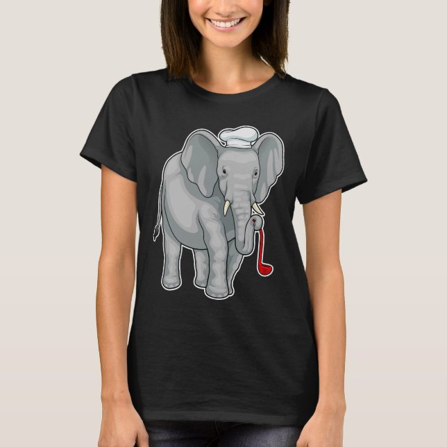 Elephant Cook Chef hat T Shirt (Framsida)