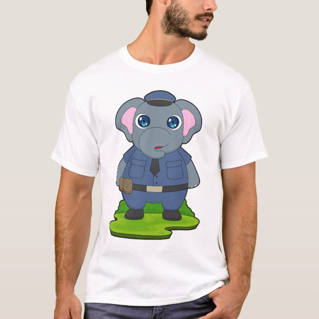 Elephant Cop Polis hatt Polis T Shirt (Framsida)