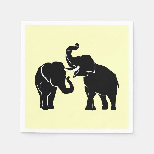 Elephant Couple Anpassningsbar Färg Family Napkins Pappersservett (Framsidan)
