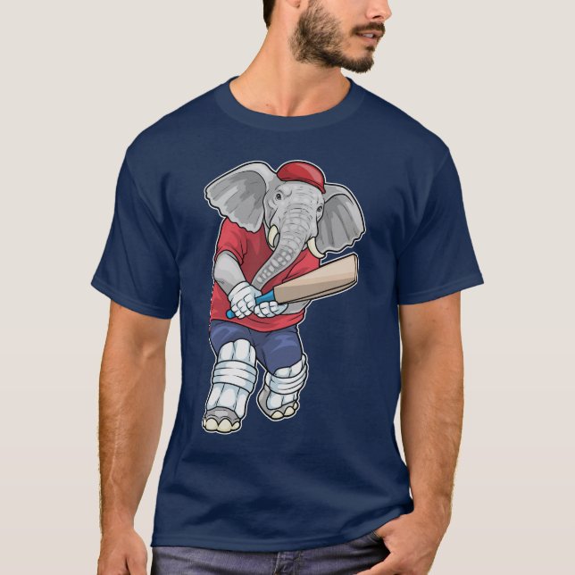 Elephant Cricket Cricket bat Sports T Shirt (Framsida)