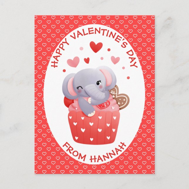 Elephant cuptårta Kids Valentine-vykort Vykort (Framsida)
