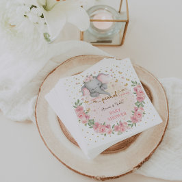 Elephant Cute Blommigt Rosa Boho Baby Shower Pappersservett