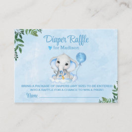 Elephant Cute Blue Baby Shower Raffle Tilläggskort