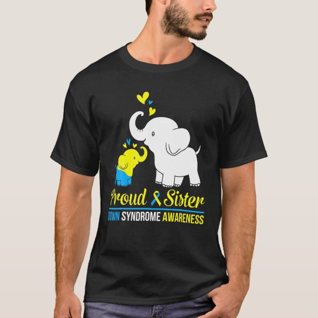 Elephant Dance Together Proud Sister Down Syndrome T Shirt (Framsida)