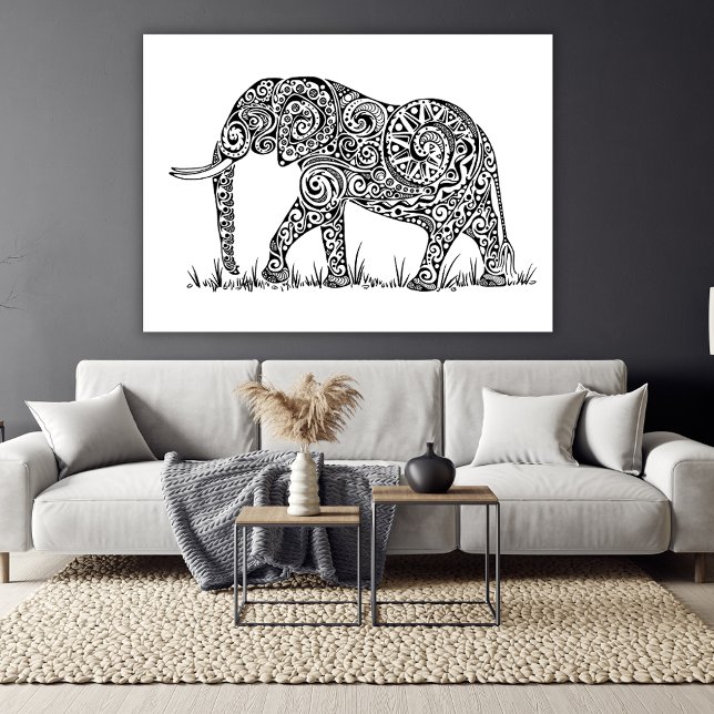 Elephant Design Black & White Canvastryck (Skapare uppladdad)