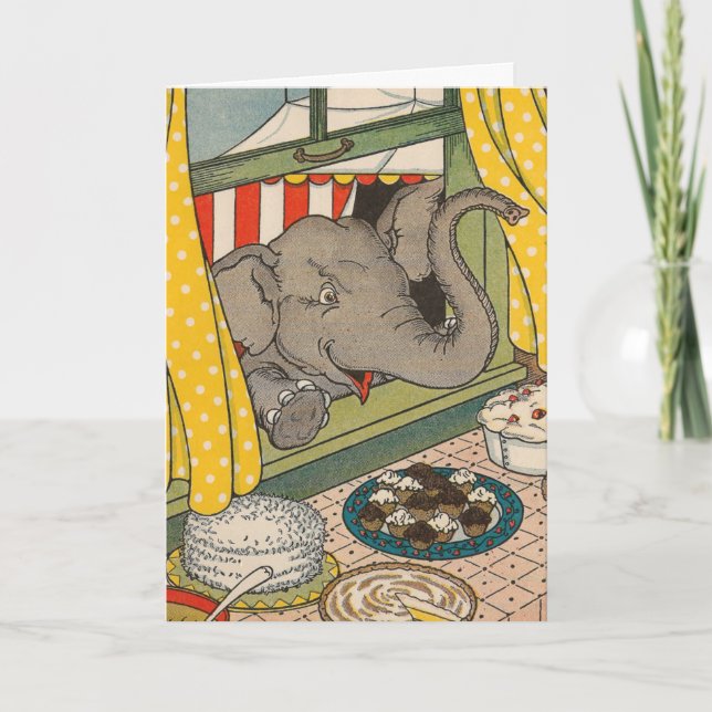 Elephant Desserts Birthday Kort (Framsida)