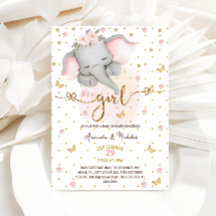 Elephant Det är en flicka Soft Rosa Boho Baby Show
