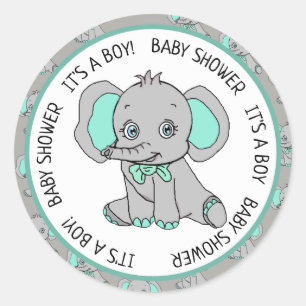 Elephant, det är en pojke, babyskor runt klistermärke