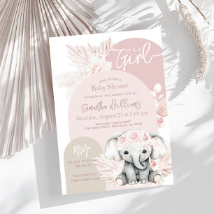 Elephant Det är en Rosa-babyskare för Blommigt av Inbjudningar