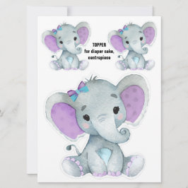 Elephant Diaper Cake Topper, Centerpart decor Inbjudningar