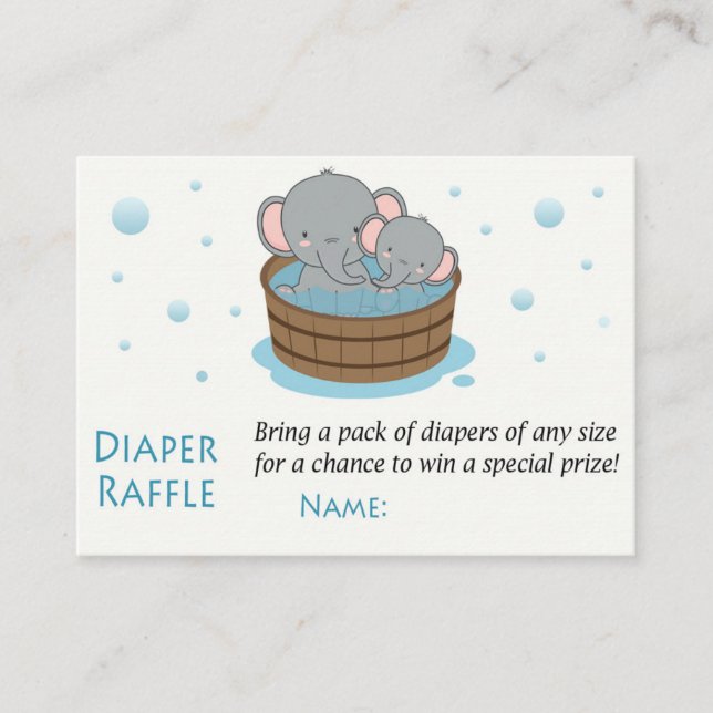 Elephant Diaper Raffle Biljett (Framsida)