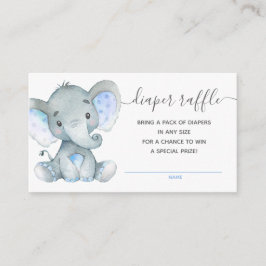 Elephant Diaper Raffle Biljett Baby Shower Boys Tilläggskort
