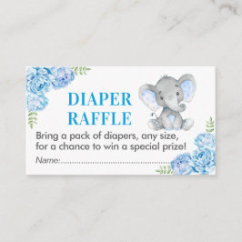 Elephant Diaper Raffle Biljett Blue Baby Shower Bo Tilläggskort